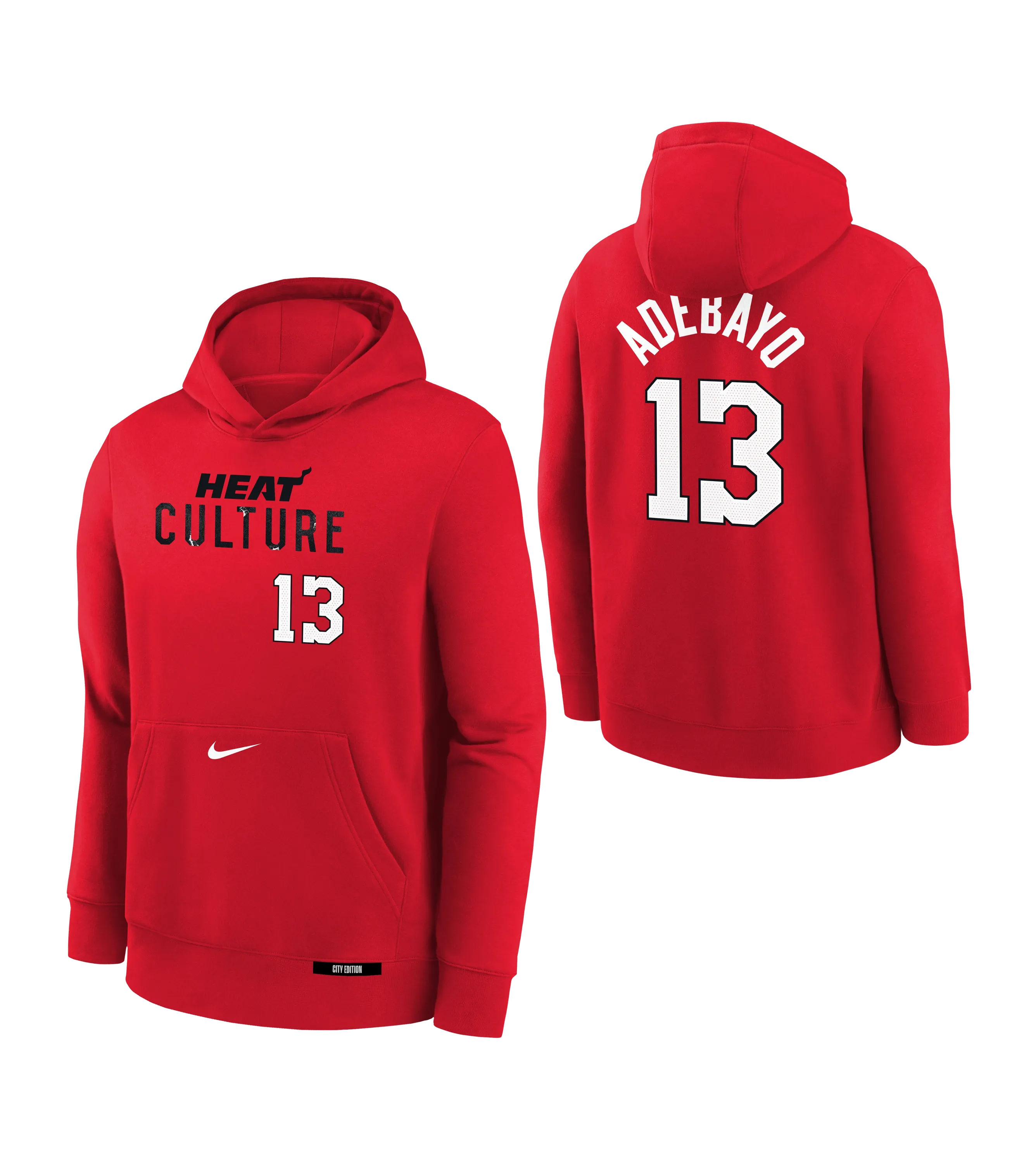 Bam Adebayo Nike HEAT Culture: Blood Red Name & Number Youth Hoodie