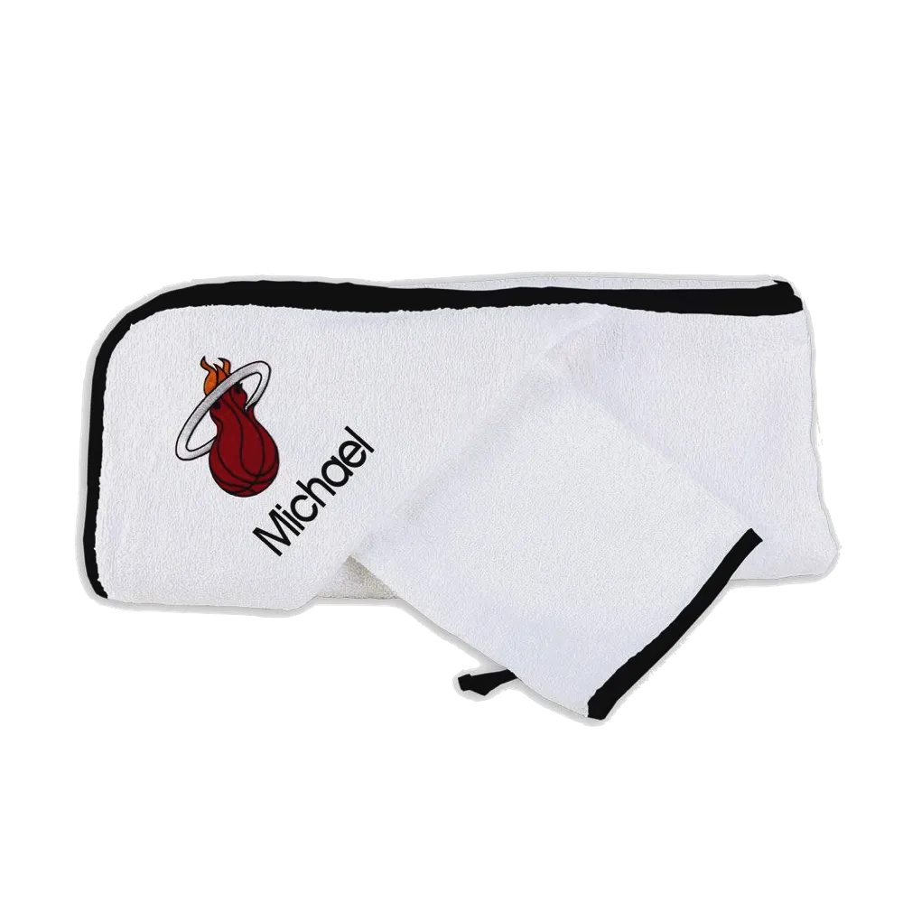 Designs by Chad and Jake Miami HEAT Custom Infant Hooded Towel Set