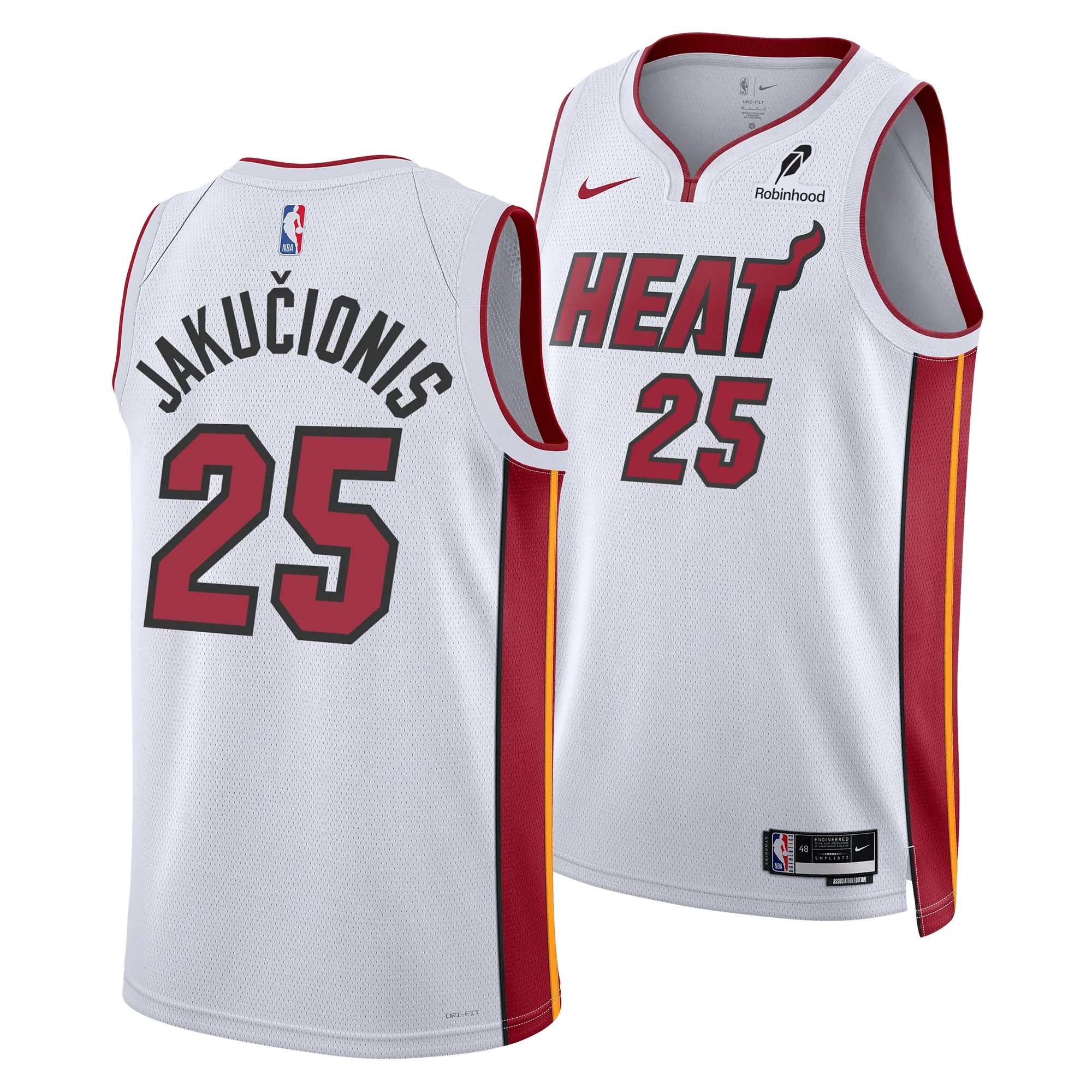 Kasparas Jakuionis Nike Miami HEAT Association White Youth Swingman Jersey