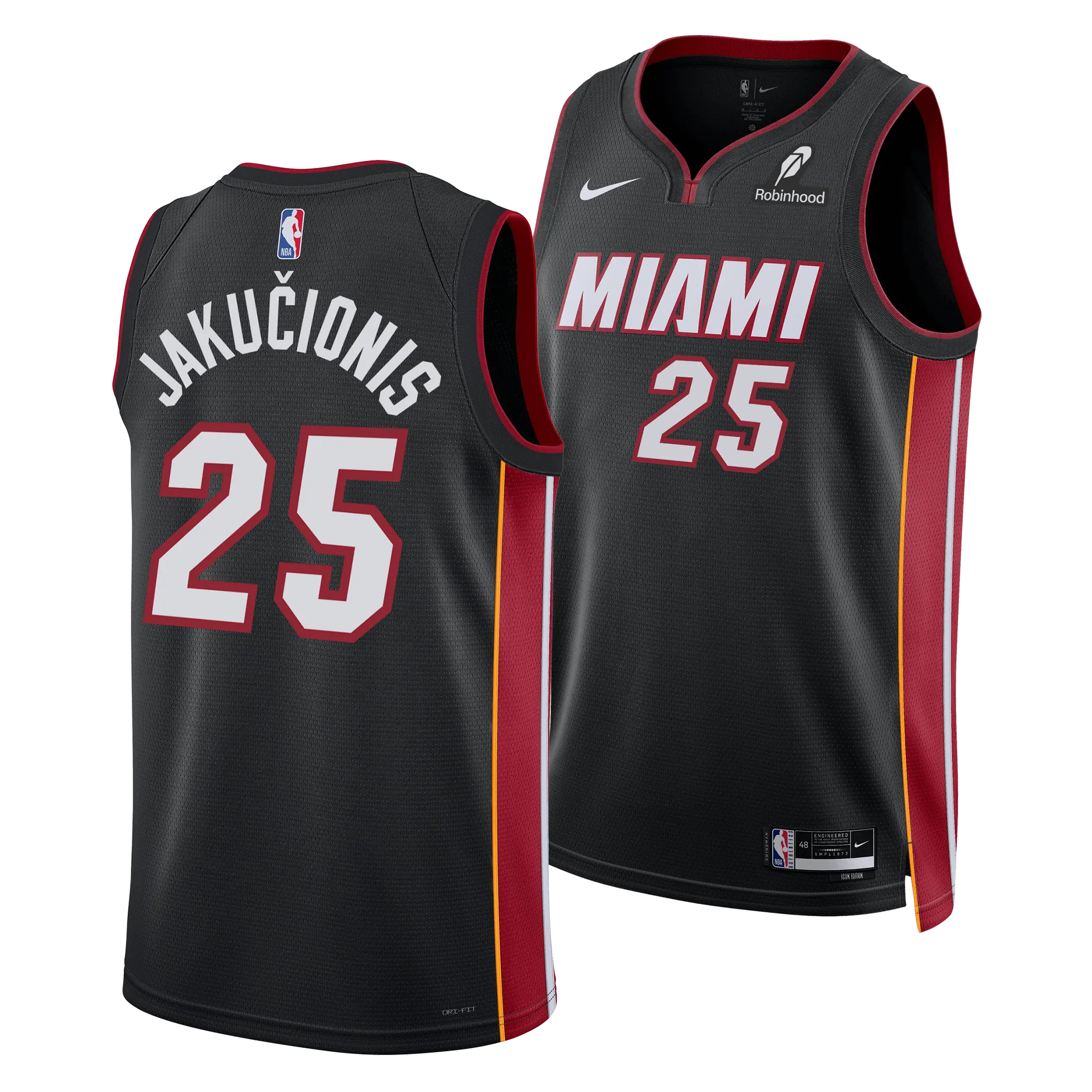 Kasparas Jakuionis Nike Miami HEAT Icon Black Youth Swingman Jersey
