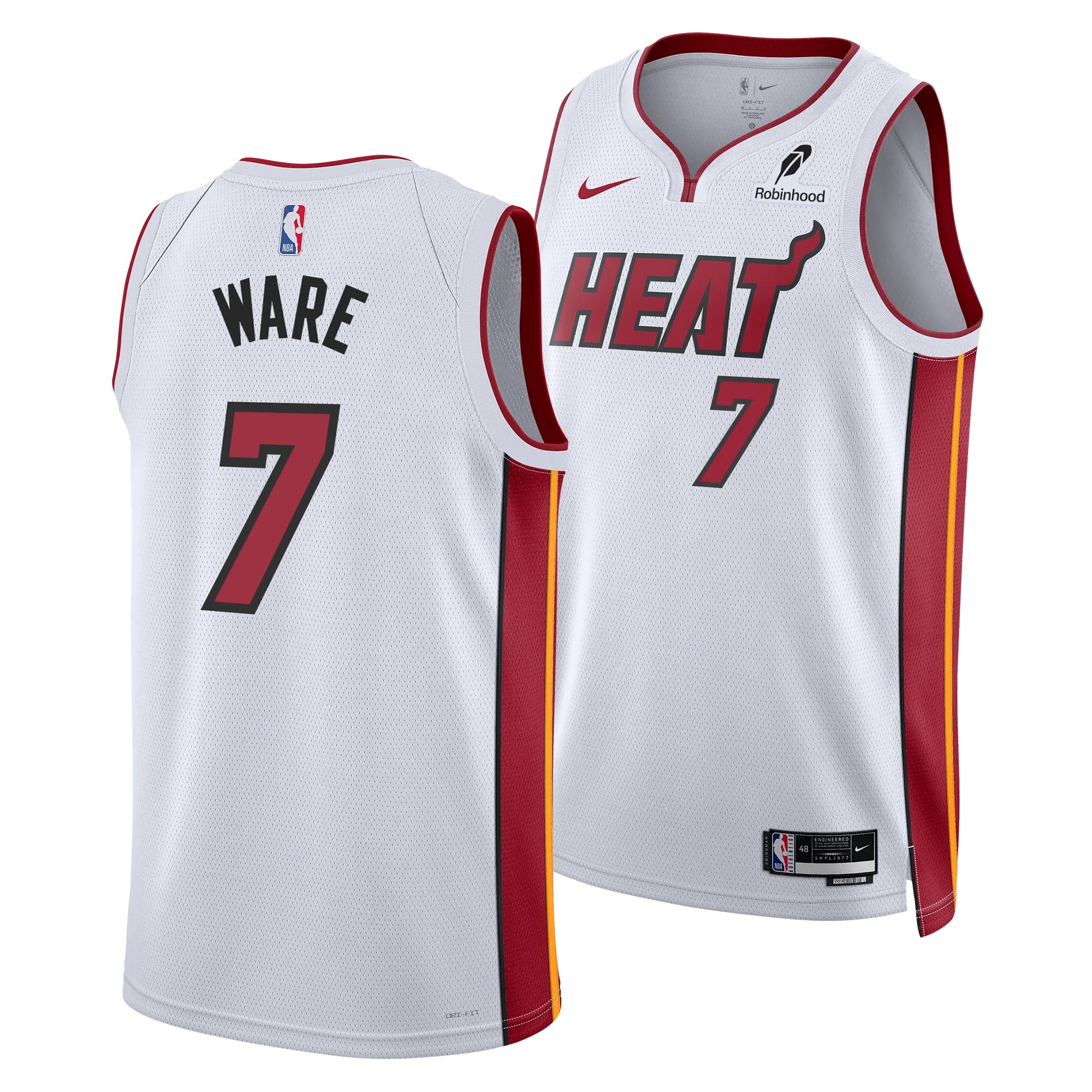 Kel'el Ware Nike Miami HEAT Association White Youth Swingman Jersey