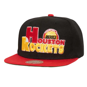 Men's Houston Rockets Mitchell & Ness HWC Text Stack Adjustable Cap