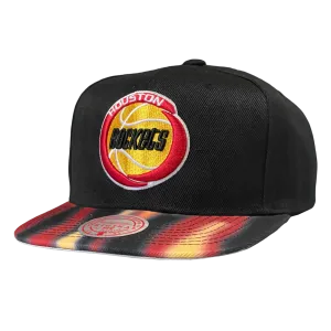 Men's Houston Rockets Mitchell & Ness HWC Zone Blur Adjustable Cap