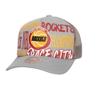 Men's Houston Rockets Mitchell & Ness Text Mix Trucker Adjustable Cap