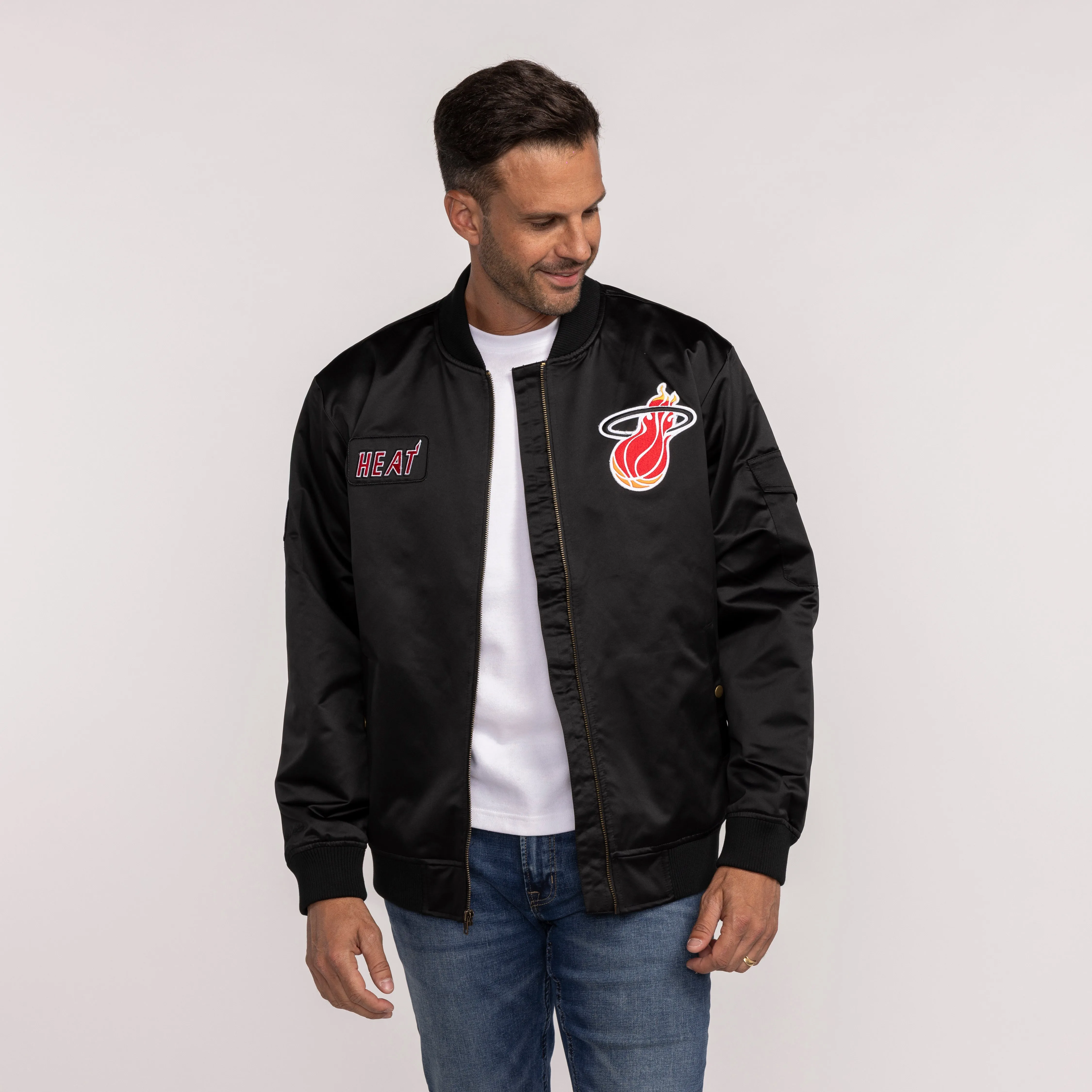 Mitchell & Ness Miami HEAT Satin Bomber