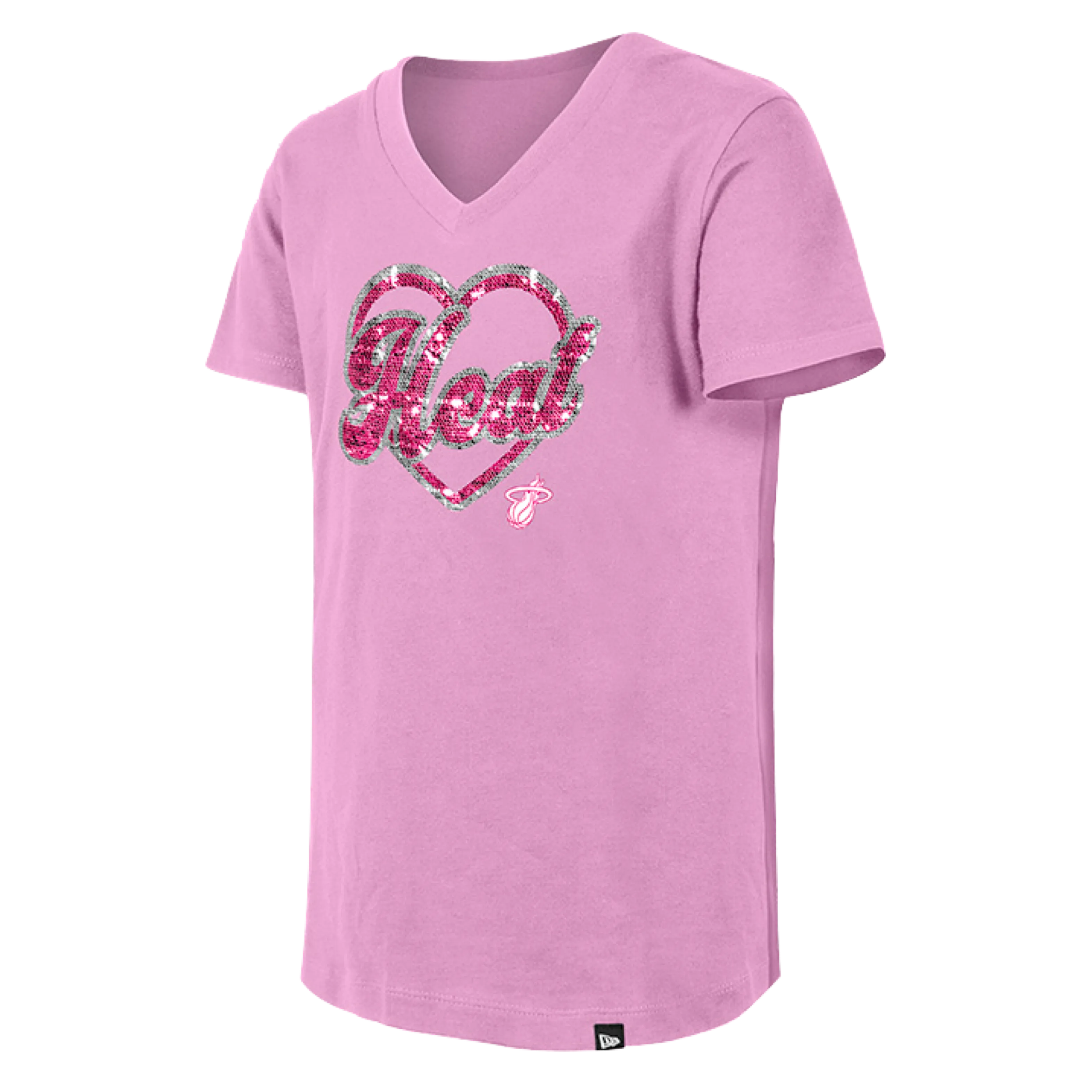 New Era Miami HEAT Girls Sequin Heart Tee
