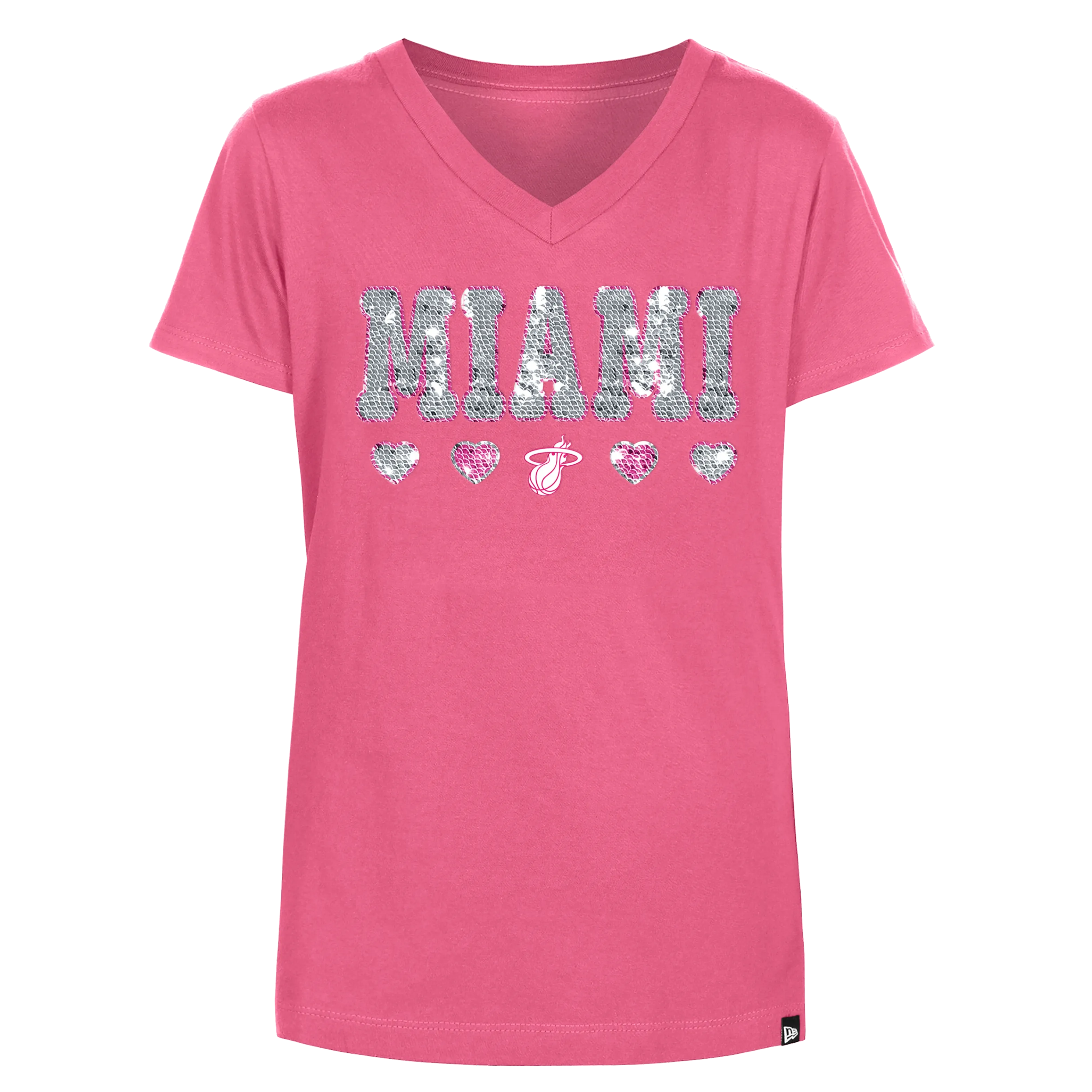 New Era Miami HEAT Pink Sequin Girls Tee