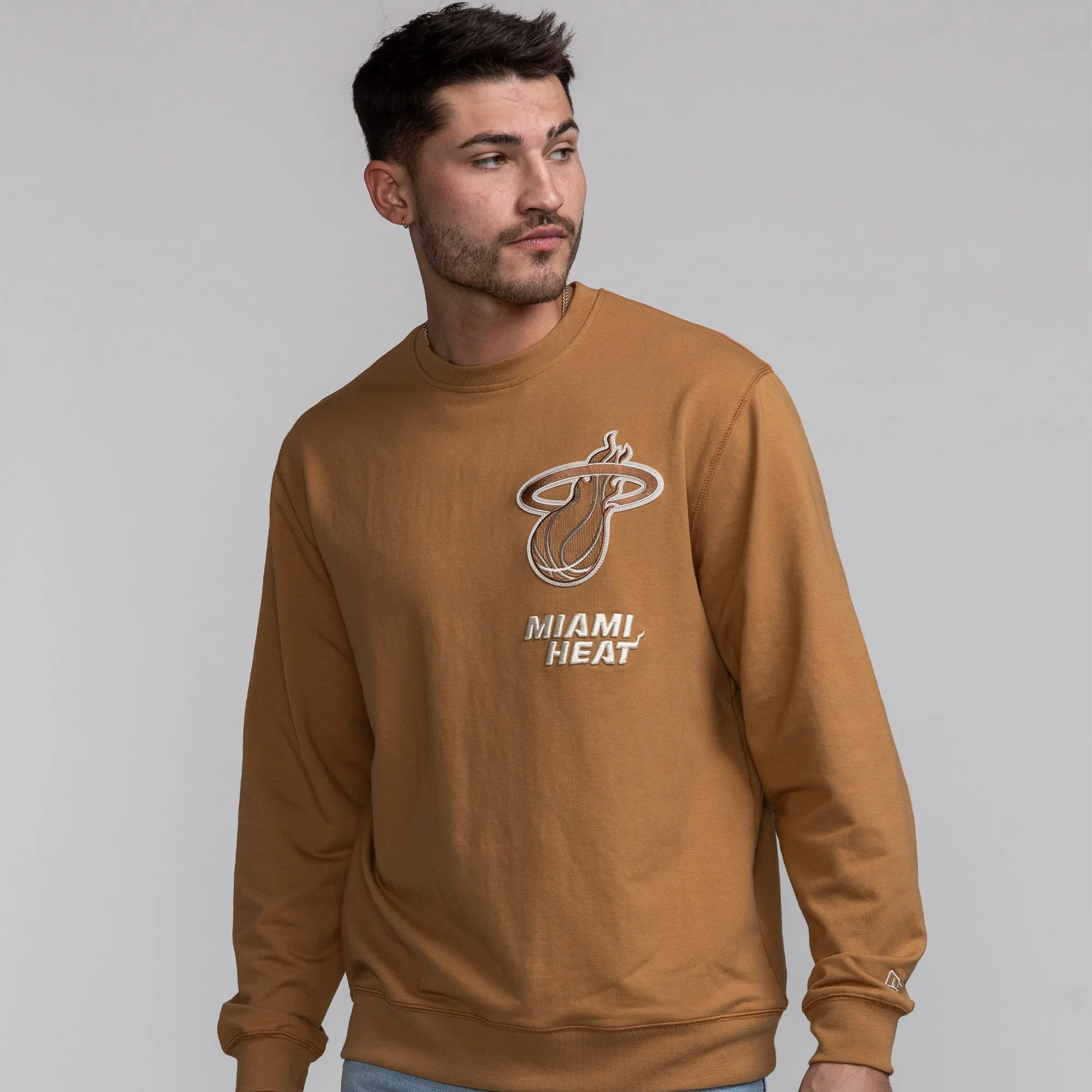 New Era Miami HEAT Tan Crewneck