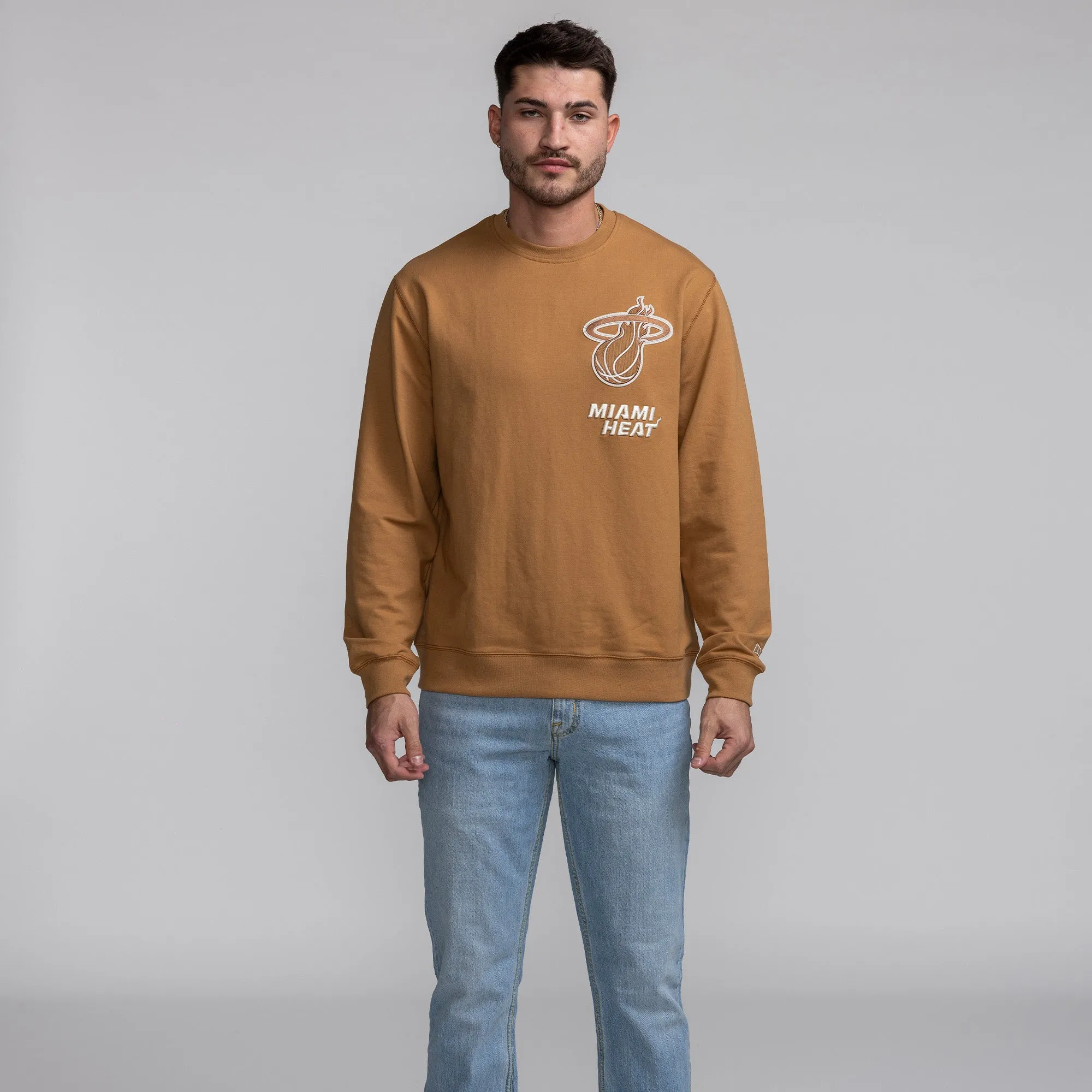 New Era Miami HEAT Tan Crewneck