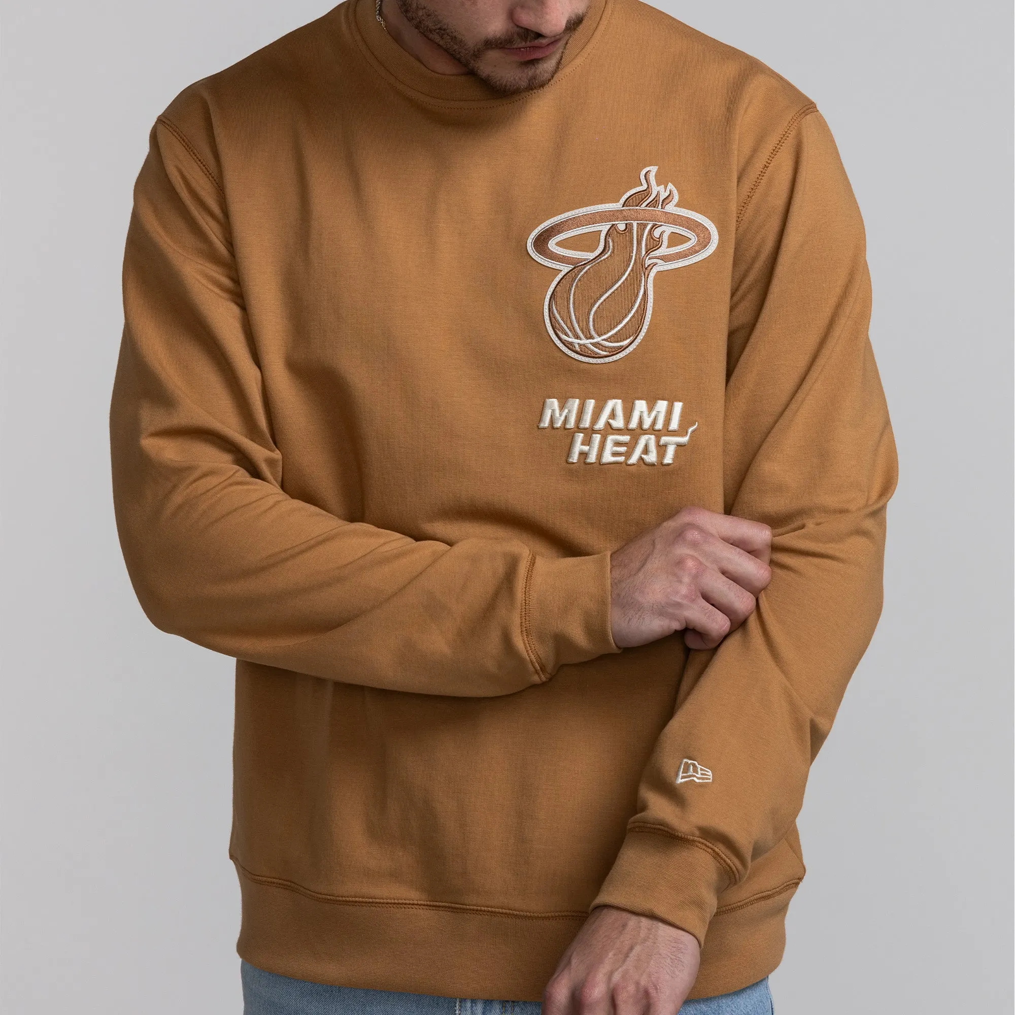 New Era Miami HEAT Tan Crewneck
