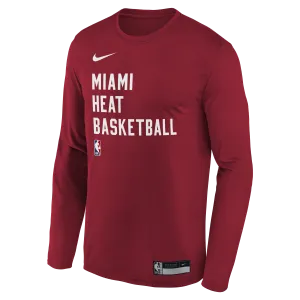 Nike Miami HEAT 2023-24 On-Court Red Practice Long Sleeve Youth Tee
