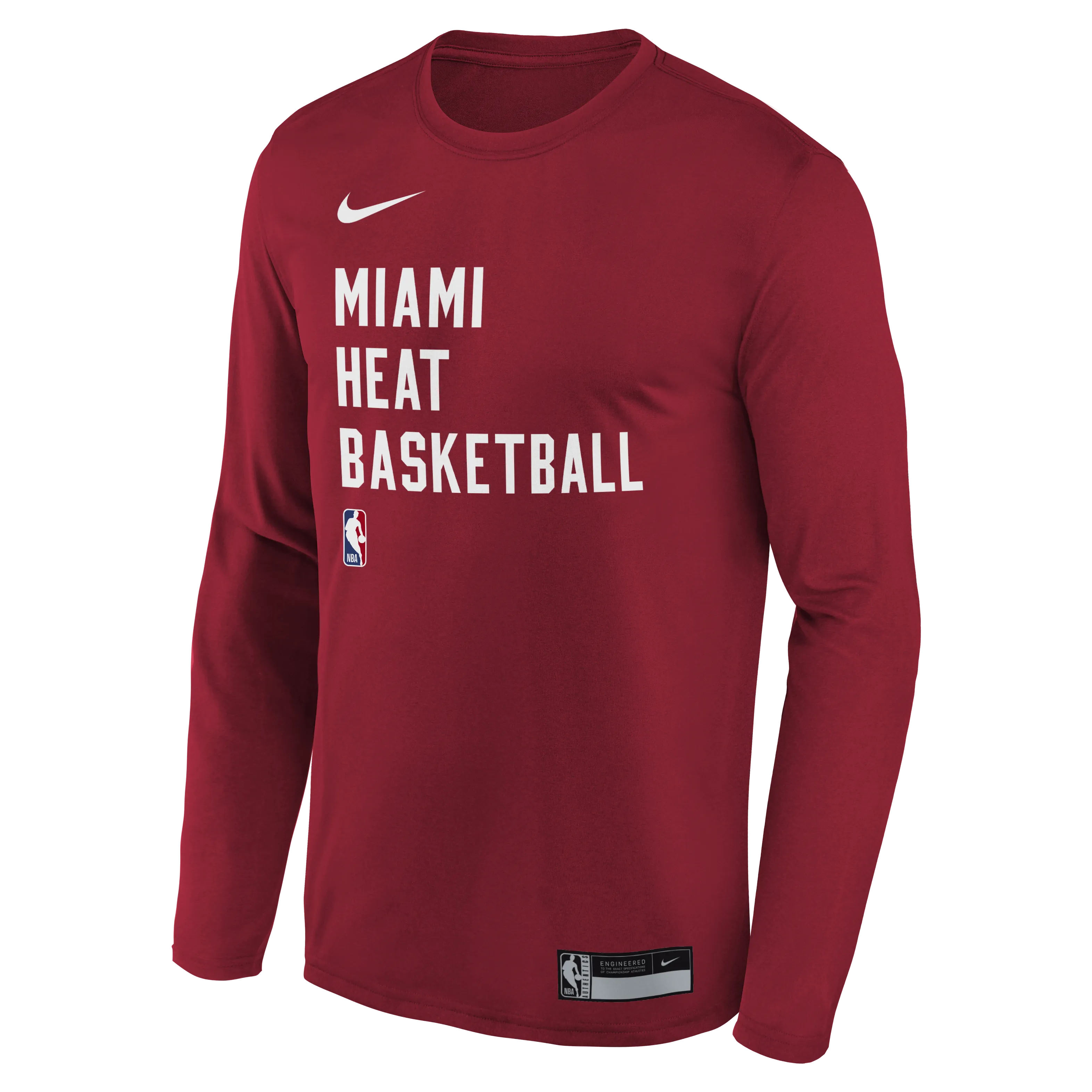 Nike Miami HEAT 2023-24 On-Court Red Practice Long Sleeve Youth Tee