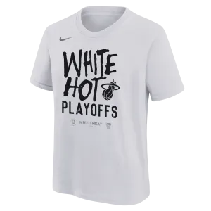 Nike Miami HEAT White Hot 2024 NBA Playoffs Mantra Youth Tee