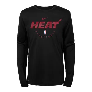 Nike Miami HEAT Youth Long Sleeve Practice Tee Black