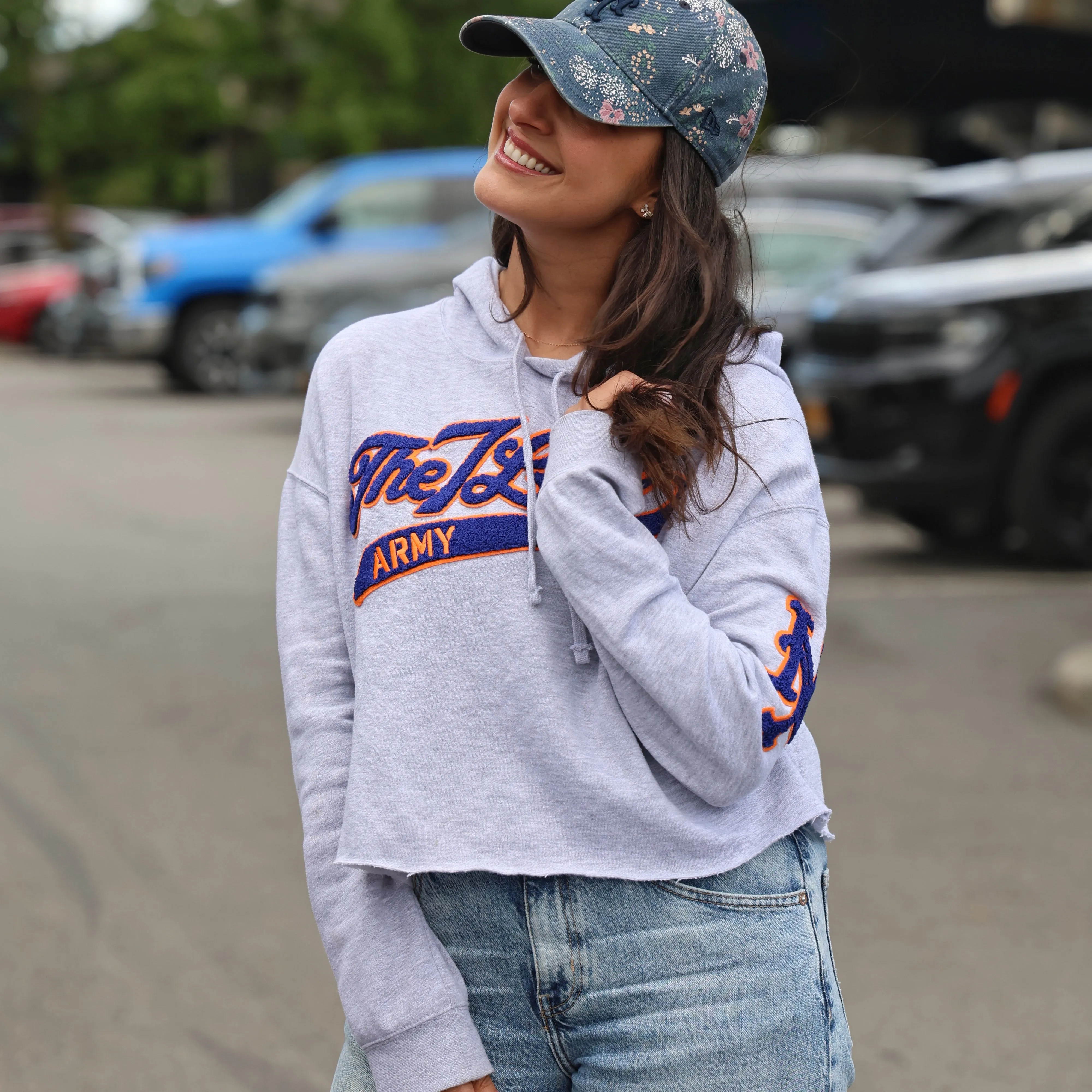 The 7 Line Army x Mets Chenille | Ladies cropped sweatshirt (Grey)