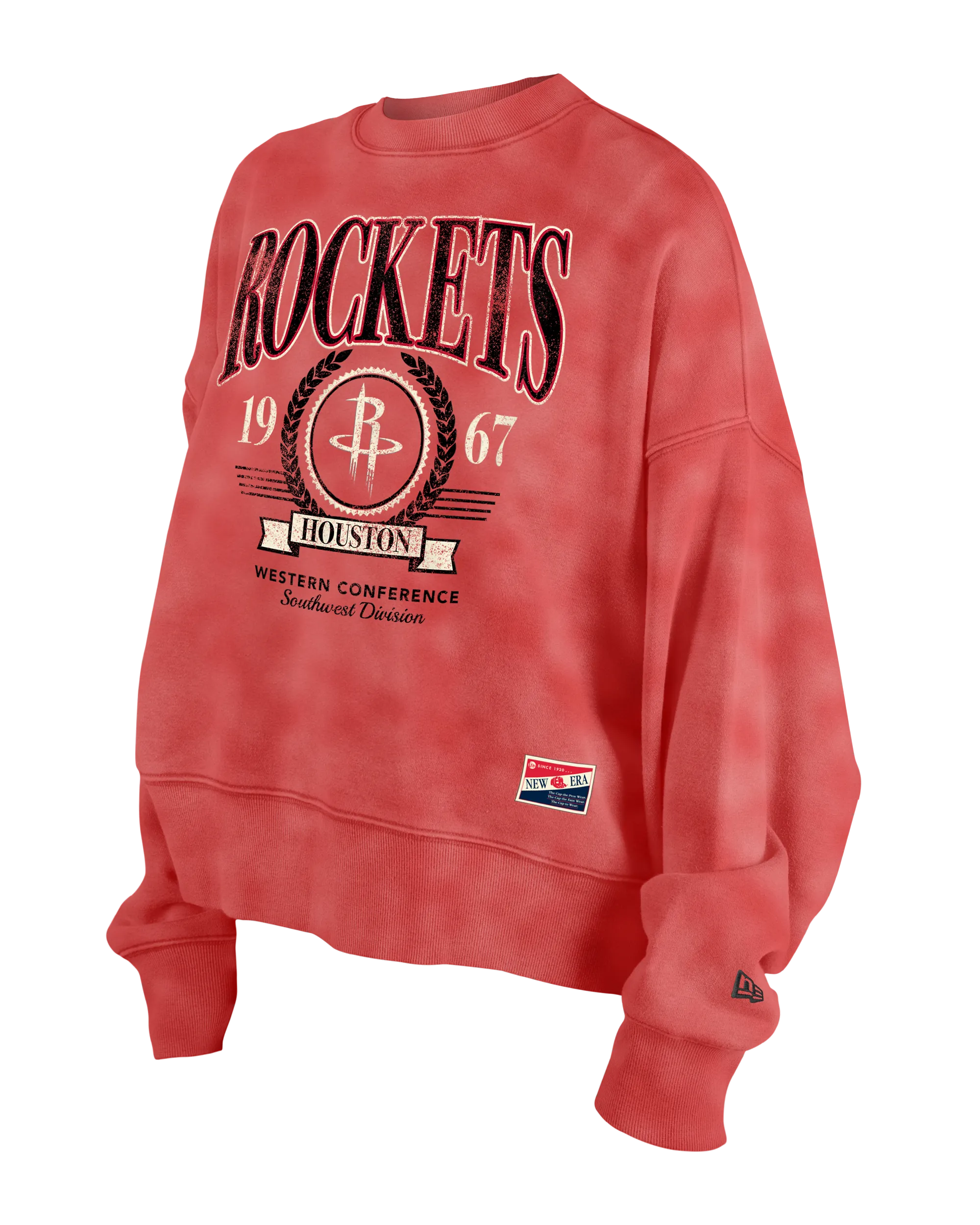 Women's Houston Rockets New Era Throwback Crop Crewneck Sweatshirt