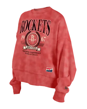 Women's Houston Rockets New Era Throwback Crop Crewneck Sweatshirt